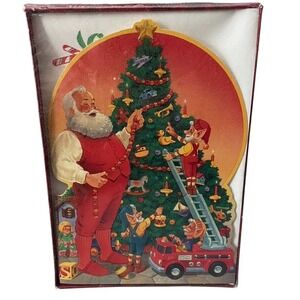 Gibson Santa Tree Elves Vintage Christmas Cards Set of 20 NOS Made in USA Sealed